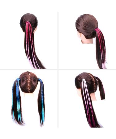 Colorful 8-Piece Hair Strands Set | 40 cm Twist Braid Extensions | Stylish Braiding Rubber Bands for Girls & Women - 4 Vibrant Colors - Buy Online on GoSupps.com