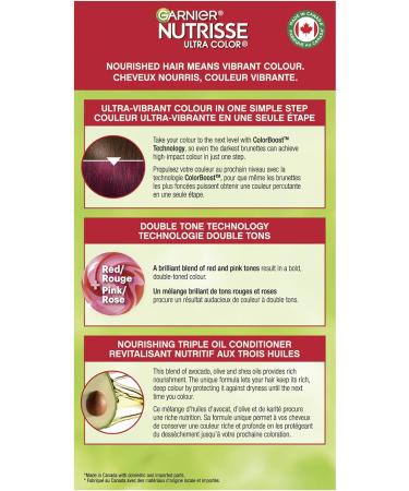 Garnier Nutrisse Ultra Color Permanent Hair Dye Vibrant Long-Lasting Colour Vegan Formula Nourished Hair Protects Hair Against Dryness 362 Burgundy Garnet 1 Application Packaging May Vary RED SHADES 362 Burgundy Garnet - Buy Online on GoSupps.com