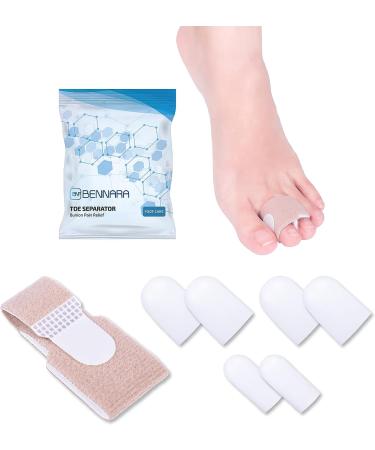 BENNARA Hammer Toe Straightener with Toe Splint & 3 Gel Toe Caps | Relief from Corns, Calluses, Blisters, & Hammer Toes | Silicone Toe Wrap Set - Buy Online on GoSupps.com