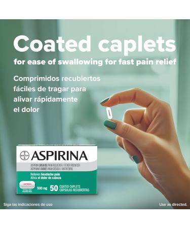 Aspirina Pain Reliever 500mg Aspirin Medicine Headache Relief 50 Count - Buy Online on GoSupps.com