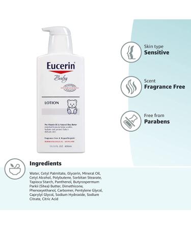 Eucerin Baby Lotion Fragrance Free 13.5 oz | Gentle Moisturizer for Sensitive Skin - Buy Online on GoSupps.com