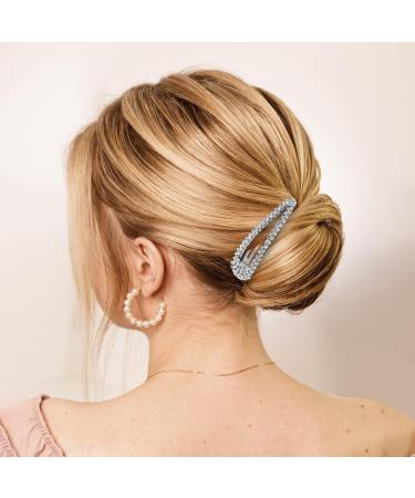 4PCS Silver Rhinestone Snap Hair Clips for Women - Shining Metal Hair Clips - Buy Online on GoSupps.com
