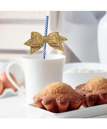 Bow Straw Charm | Water Resistant Decorations for Straws - PU Leather Sparkling Straw Reusable Decoration for School Prizes Bar Wedding Suit 2 - Buy Online on GoSupps.com
