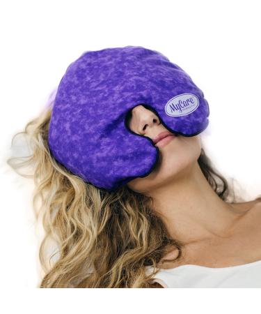 MyCare Face Mask (with Washable Cover) Hot Cold Compress Therapy  Natural Reusable Relief for Migraine  Tension  Stress  Sinus  Headache and Relaxation (Purple)