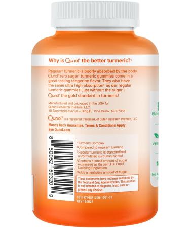 Qunol Zero Sugar Turmeric Gummies - 500mg Curcumin Joint Support Vegetarian Gluten-Free Ultra High Absorption 120 Count - International Shipping Available - Buy Online on GoSupps.com