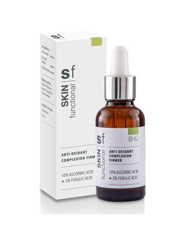 Skin Functional Anhydrous Vitamin C Serum 10% Ascorbic Acid + 3% Ferulic Acid Anti-Ageing Antioxidant & Anti-Pigmentation Powerful Skin Brightening 30 ml