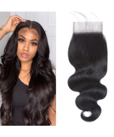 Body Wave Closure 4x4 Free Part Closure Brazilian Human Hair Closure Body Wave Lace Top Closure Human Hair 100% Unprocessed Virgin Human Hair Weave Swiss Lace closures With Baby Hair Natural Black Color(10inch) 10 Inch 4...