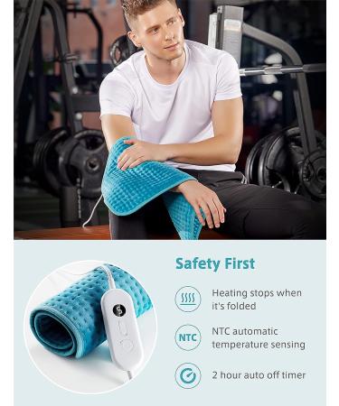 XXX-Large Heating Pad for Back Pain Relief | 12x24 Electric Hot Pad with Moist/Dry Heat Therapy | 6 Temp Settings, Auto Shut-Off | Machine-Washable Grayish Purple - Buy Online on GoSupps.com