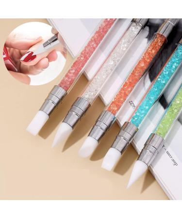 Vaceer 5Pcs Nail Art Sculpture Pen Set with Acrylic Rhinestone Handle - Double Ended Design and Painting Tool for Manicure - Buy Online on GoSupps.com