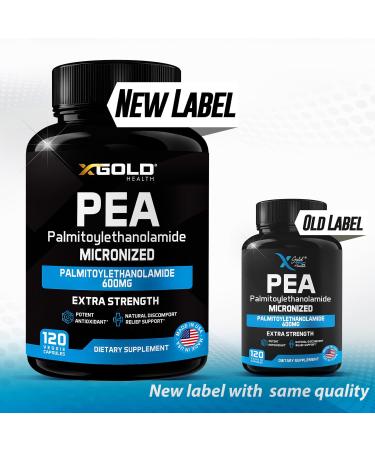Palmitoylethanolamide Pea Supplement 600 mg | Micronized & Highly Purified | 120 Capsules | Made in USA | Optimal Bioavailability for Men & Women - Buy Online on GoSupps.com