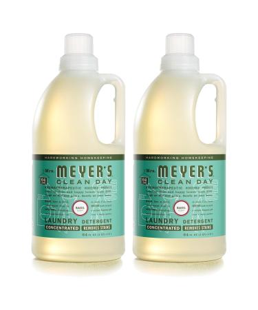 Mrs. Meyer's Liquid Laundry Detergent, Cruelty Free and Biodegradable Formula Infused with Essential Oils, Basil Scent, 64 oz - Pack of 2 (128 Loads)