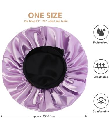 Satin Bonnet Silk Sleep Cap for Women | Adjustable Wide Band | Double Layer | A05-Lilac - Buy Online on GoSupps.com
