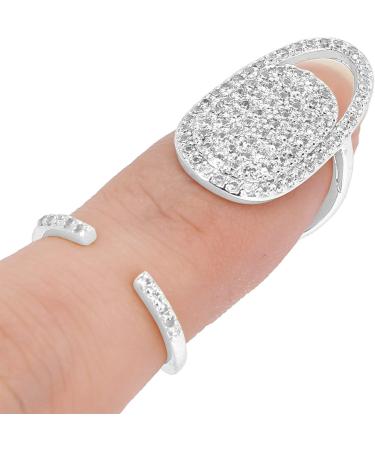 Nail nart Decoration Rhinestone Fingernail Rings Fingernail Ring Nail ring finger Decoration Nail Cover Rings Finger Decoration Rings for Parties Ring Jewelry Gift(Sliver) - Buy Online on GoSupps.com