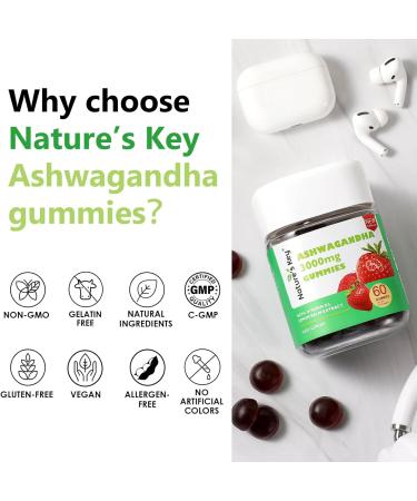 Nature's Key Upgraded 2.0 Ashwagandha Gummies, 3000mg Extra Potency Ashwagandha Supplement | with Vitamin D2, Lemon Balm, & Black Pepper ,for Stress Relief and Good Sleep (60 Count, Pack of 1) - Buy Online on GoSupps.com