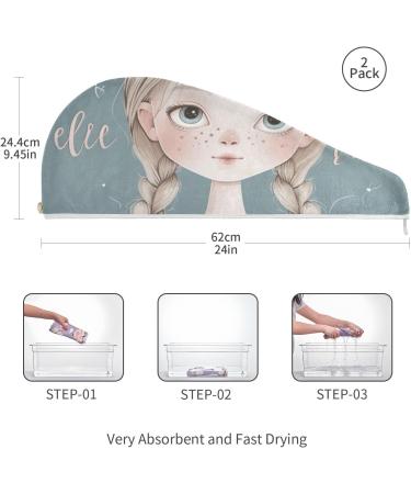 Cute Girl Hair Towel 2 Pack | Super Absorbent Quick Dry Hair Turbans for Women & Girls - Buy Online on GoSupps.com