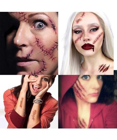 Large Horror Fake Bloody Wound Stitch Scar Temporary Tattoo Stickers - 6Pcs - Buy Online on GoSupps.com