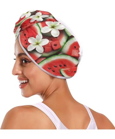 Plumeria Watermelon Hair Towel 2 Pack | Super Absorbent Quick Dry Hair Turbans for Women & Girls - Buy Online on GoSupps.com
