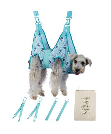 Verstive Dog Grooming Hammock  Heavy Duty Dog Holder for Nail Trimming, Washing, Grooming  Hook and Loop Fastener Dog Harness with Height Adjustable Carabiner Belt  Secure and Comfortable Medium
