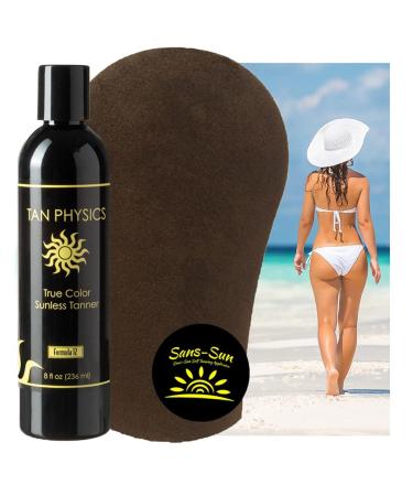 Tan Physics Self Tanner - 8 Fl oz with Mitt | Best Sunless Tanner for Quick Natural Looking Tan - Ships Internationally - Buy Online on GoSupps.com