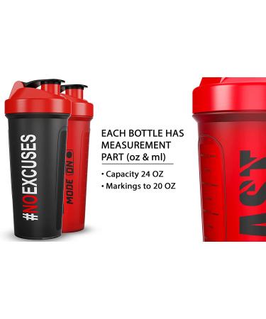 JEELA SPORTS 2 Pack Protein Shaker Bottles - 24 Oz Blender Shaker Cups with Shake Ball - Dishwasher Safe, Ideal for Protein Mixes, Pre & Post Workout Shakes - Gym Red/Black - Buy Online on GoSupps.com