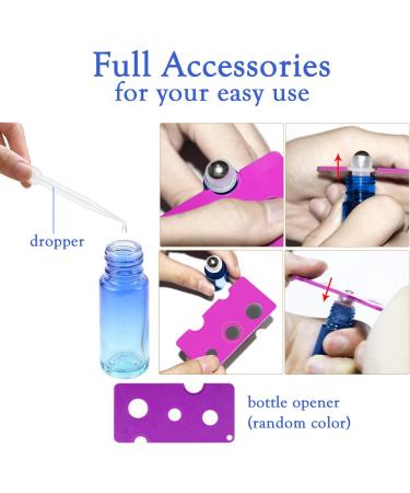 15Pcs 5Ml Essential Oil Roll on Bottles - JamHooDirect Refillable Rainbow Glass Roller Bottles with Stainless Steel Roller Balls & Black Caps & Bottle Opener Perfect for Aromatherapy Fragrance - Buy Online on GoSupps.com