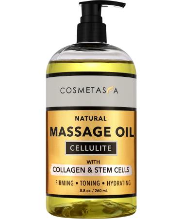 Cellulite Massage Oil with Collagen & Stem Cells- 100% Natural Cellulite Treatment, Assists with Firming, Toning & Moisturizes Skin 8.8 by Cosmetasa 8.8 Fl Oz (Pack of 1)