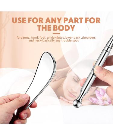 Stainless Steel Deep Tissue Gua Sha Massage Tool for Full Body Relaxation - Acupuncture Pen Scraping Tool - Self-Massage Acupressure Bar (F Shape) - Buy Online on GoSupps.com