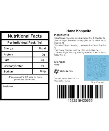 Hana Konpeito 50 x Mini Bag Pack Japanese Sugar Candy - Buy Online on GoSupps.com