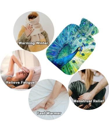 Naanle Watercolor Peacock Hot Water Bottle 1L for Pain Relief & Therapy | Transparent Heat Bottle for Hands & Feet - Buy Online on GoSupps.com