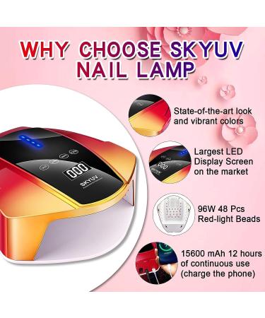 SKYUV 96W Rechargeable Cordless UV LED Nail Lamp with Portable Handle - Professional Gel Nail Dryer with 48pcs Red-Light Beads - Buy Online on GoSupps.com