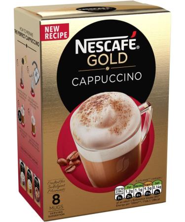 Nescaf Gold Cappuccino Instant Coffee 8 x 15.5g 8 Count (Pack of 1) & Gold Cappuccino Unsweetened Taste Coffee Pack of 8 - Buy Online on GoSupps.com