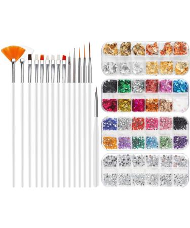 Topyond Complete Nail Art Tool Set with Double Head Rhinestone Drill Pen Nail Brushes and DIY Manicure Painting Accessories - Buy Online on GoSupps.com