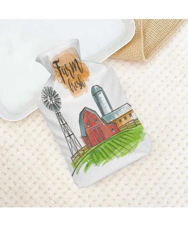 Farm Hot Water Bottle with Plush Cover Hand Warmer for Adults & Children | 26.5x15.3cm | Shop Internationally - Buy Online on GoSupps.com