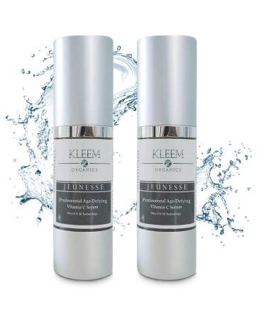 Kleem Organics Set of 2 Vitamin C 20% Face Serums 30ml with Hyaluronic Acid and Vitamin E Anti-Aging Anti-Wrinkle Anti-Dark Spot Moisturizing and Brightening Natural Care for All Skin Types