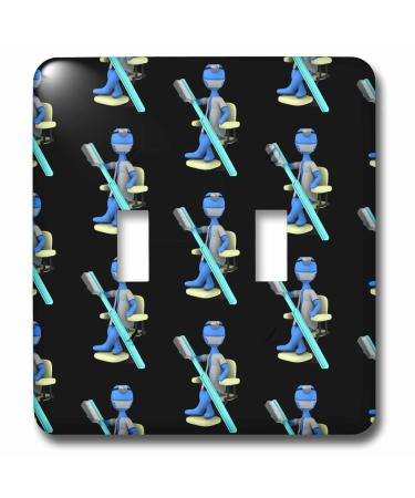 3dRose Cute dental design of a dentist with a large toothbrush. - Light Switch Covers (lsp_352862_2)