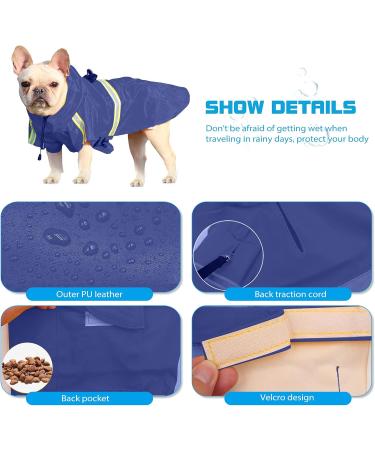 Buy Petcute Dog Rain Coat | Waterproof & Windproof Jacket for All Dog Sizes | Reflective Stripes & Adjustable Hood | Dark Blue - Buy Online on GoSupps.com