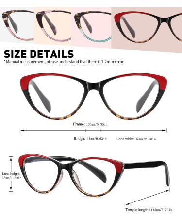 Cat Eye Reading Glasses for Women | Blue Light Blocking | 1.5 Diopter Fashion Eyewear | 4 Pack with Comfort Spring Hinges - Buy Online on GoSupps.com