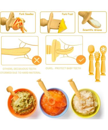 DJFOG 5 Pcs Silicone Self Feeding Spoons -Safe and Easy for Led Weaning Food-Grade Silicone Dishwasher Safe (Yellow) - Buy Online on GoSupps.com