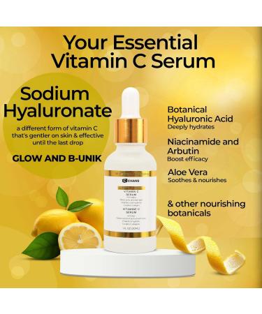 CCHANS 4in1 Vitamin C SERUM Anti-Aging Moisturizing Retinol Organic lightening serum Hyaluronic Acid & Niacinamide Dark spots serum Pura Serum Fine Lines & Wrinkles Korean Serum1 Fl Oz 30ML. - Buy Online on GoSupps.com