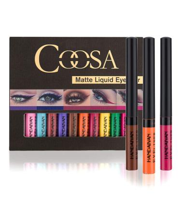 COOSA 12 Colors Matte Colorful Liquid Eyeliner Set  High Pigmented Color Eyeliner Lasting Waterproof Professional Bright-colored Eyeliner Pen Set -Smudgeproof Makeup Eyeliner Pen