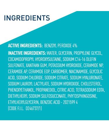 CeraVe Acne Foaming Cream Cleanser with 4% Benzoyl Peroxide, Hyaluronic Acid & Niacinamide - 5 Oz | Fragrance-Free, Non-Comedogenic Acne Treatment Face Wash - Buy Online on GoSupps.com