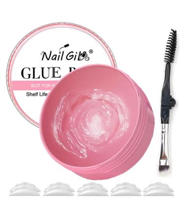 Lash Lift Glue Balm 2023 Upgrade Lash Lift Glue Adhesive 2 in 1 Strong Sticky Glue Balm for Eyelash Lift Brow Lamination Professional Use for Salon Strawberry Flavor 0.35oz Pink-Strawberry