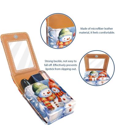 Travel Lipstick Organizer Case - Portable Makeup Bag with Mirror - Snowmen Pattern U182n0raqk - Buy Online on GoSupps.com