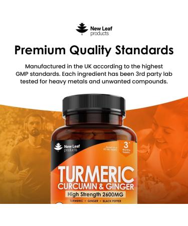 Turmeric Tablets 2600mg with Black Pepper & Ginger - 95% Curcumin Extract -180 Tablets (3 Months) High Strength Active Turmeric Supplements Not Turmeric Capsules by New Leaf - Buy Online on GoSupps.com