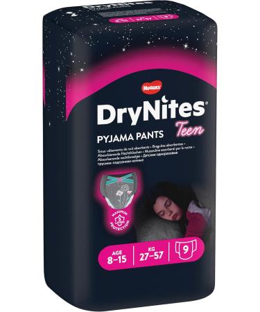Huggies DryNites Night Diapers for Girls 8-15 Years | Highly Absorbent Bedwetting Protection | 9 Pack (1 Pack) - Buy Online on GoSupps.com