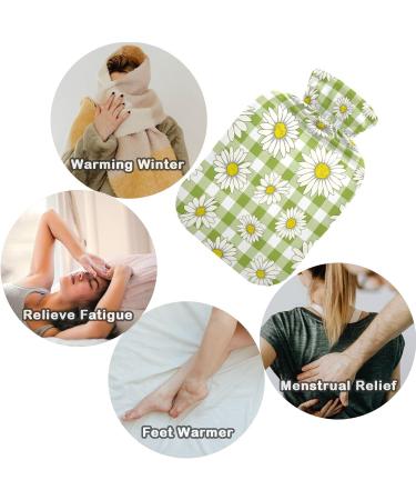 NAANLE 2L Hot Water Bottle with Checkered Daisy Cover | Pain Relief & Heat Therapy for Menstrual Cramps Hands & Feet - Buy Online on GoSupps.com