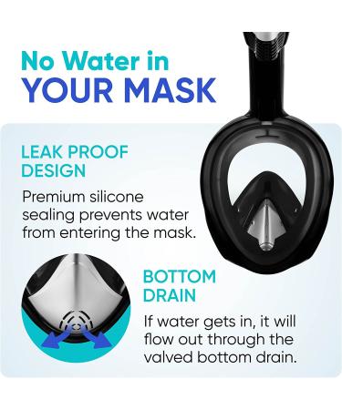 Platinum Arowana Full Face Snorkel Mask - Snorkeling Gear for Adults and Kids - Black/Silver - Large/X-Large - Buy Online on GoSupps.com