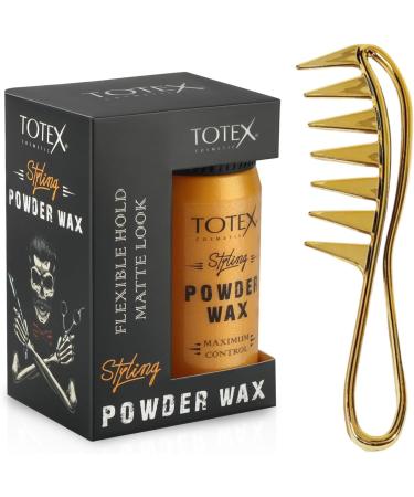 Totex Hair Styling Powder Wax 20gr & Gold Wahl Style Flat Top Wide Teeth Comb Set (Wide Shark Teeth)