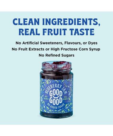 GOOD GOOD Sweet Blueberry Jam - Keto Friendly - Low Calorie Without Added Sugars - Vegan - Gluten Free - Preserves - 330g x4 - Buy Online on GoSupps.com