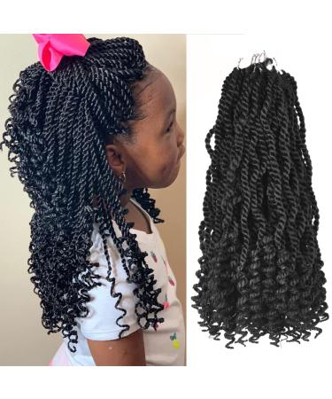 TOZIKA Wavy Senegalese Twist Crochet Hair 12 Inch Crochet Hair for Black Women Pre-twisted Kids Crochet Hair 6 Packs Braids Wavy Ends Synthetic Hair Extension(1B 12 Inch) 12 Inch (Pack of 6) 1B